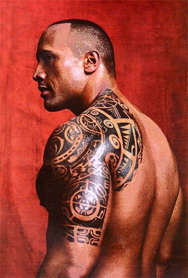 Polynesian tattoos on Dwayne (The Rock) Johnson