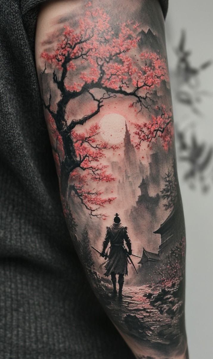 A traditional Japanese tattoo arm sleeve 