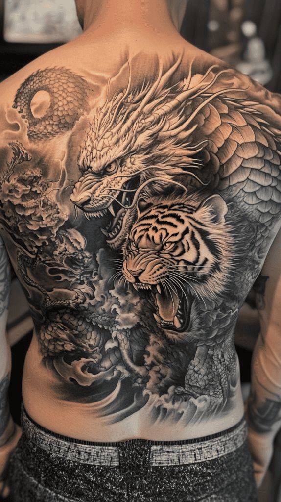 Traditional Japanese tattoo design on the back